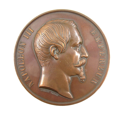 France 1855 Napoleon III Universal Exposition 60mm Medal - By Barre