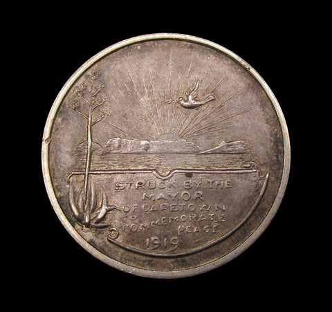 South Africa 1919 First World War Peace Cape Town 32mm Silver Medal