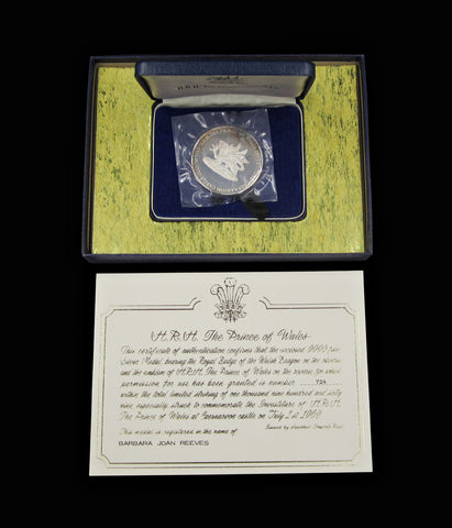 1969 Investiture Of Charles Prince Of Wales 51mm Silver Medal - Cased
