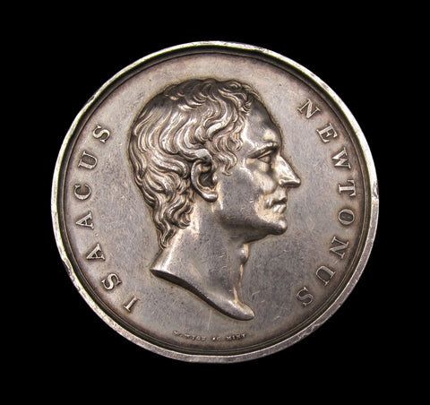 c.1840 University of Glasgow Isaac Newton 51mm Silver Medal - By Wyon