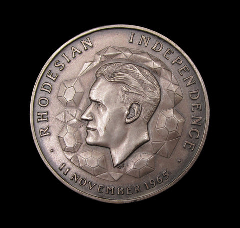 Rhodesia 1965 Independence 38mm Silver & Bronze Cased Medal Pair