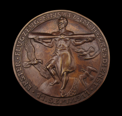 Germany 1911 First Use of Military Aircraft & Airships 97mm Medal - By Goetz