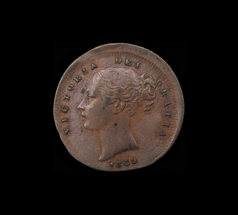 Victoria 1859 Farthing - Major Mint Error Broadstrike