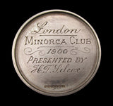 1900 London Minorca Club 45mm Silver Prize Medal - By Restall