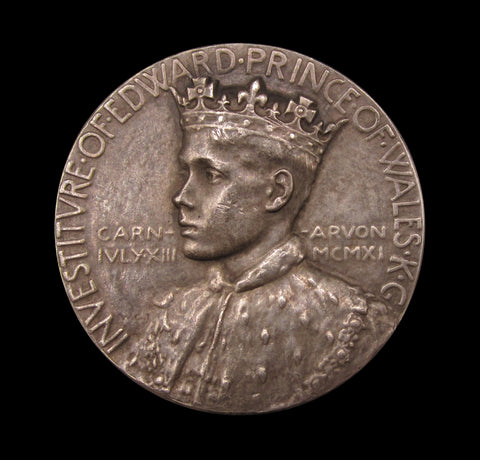 1911 Investiture Of Edward Prince Of Wales 35mm Silver Medal - Cased