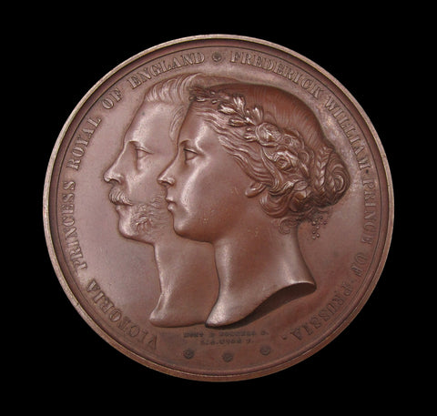 1858 Marriage Of Victoria To Frederick Of Prussia 63mm Medal - By Wyon