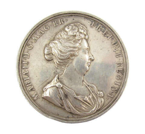 1690 Queen Mary As Regent 49mm Silver Medal - By Roettier