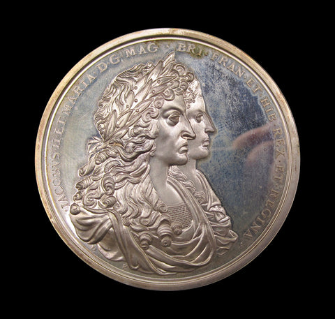 1687 William & Mary Spanish Wreck Recovered 54mm Silver Medal