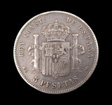Spain Alfonso XII 1885 5 Pesetas - GF