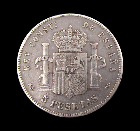 Spain Alfonso XII 1885 5 Pesetas - GF