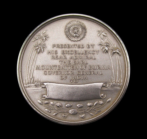 India 1947 Lord Mountbatten Governor General 51mm Silver Presentation Medal