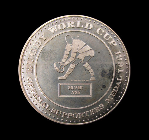 1991 Rugby World Cup Supporters 38mm Silver Medal - Cased