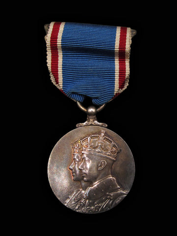 1937 George VI Official Coronation Silver Medal On Ribbon - Cased