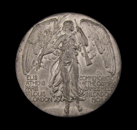 1908 London Olympic Games 51mm White Metal Medal - By Mackennal