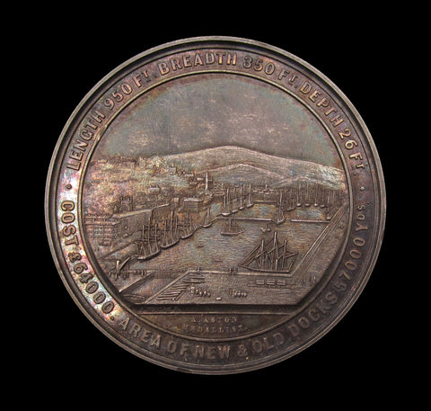 1858 Opening of The Newport Dock Extension 51mm Silver Medal - By Moore