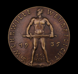 Germany 1935 Military Conscription 'Wehrpflicht' 85mm Medal - By Goetz