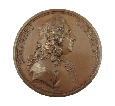 1744 Lord John Carteret 55mm Bronze Medal - By Dassier