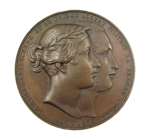 France 1855 Visit Of Victoria & Albert To France 53mm Medal - By Montagny