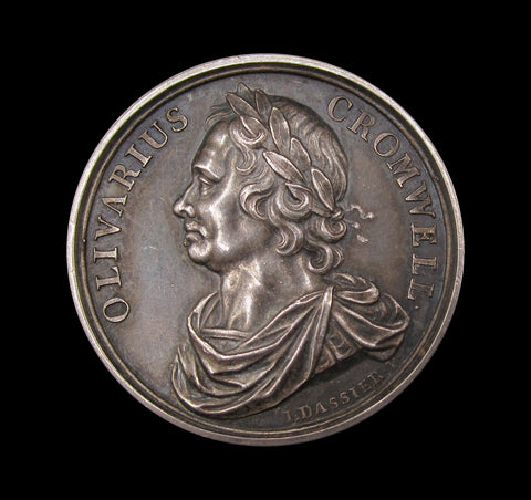 1658 Oliver Cromwell Memorial 38mm Silver Medal - By Dassier