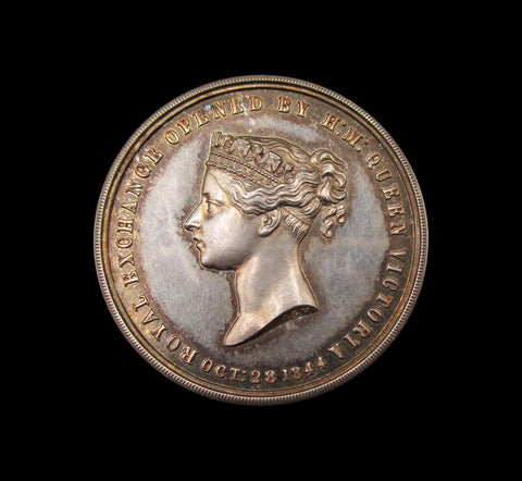1844 Royal Exchange Opened 28mm Silver Medal - By Allen & Moore