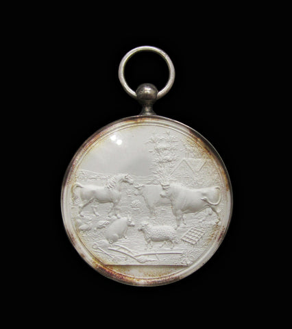 1850 Wrington & Burrington Agricultural Society 52mm Silver Medal In Glass Lunettes