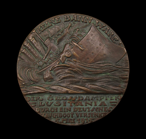 Germany 1915 Sinking Of The S.S Lusitania 57mm Original Bronze Medal
