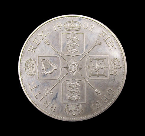 Edward VII 1902 Silver Fantasy Pattern Double Florin - A/UNC
