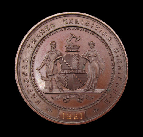 1921 National Trades Exhibition Birmingham 52mm Medal - By Restall