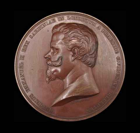 1855 Victor Emmanuel II Visit To The City Of London 76mm Medal - By Wyon
