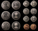 India 1954 7 Coin Proof Set Rupee Down - With Original Envelopes