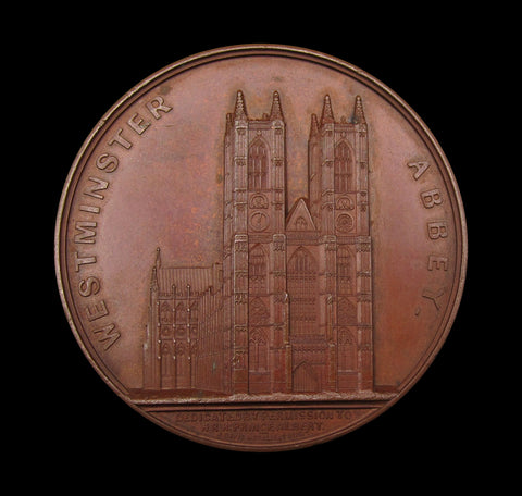 c.1850 Westminster Abbey 61mm Bronze Medal - By Davis
