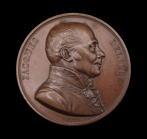 France 1821 Jacques Delille 41mm Medal - By Petit