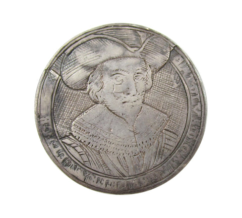 c.1630 Charles I & Henrietta Maria 27mm Silver Counter - By De Passe