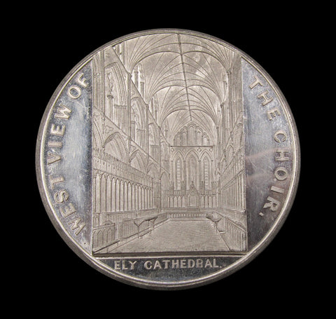 c.1850 Ely Cathedral 61mm White Metal Medal - By Davis