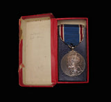 1937 George VI Official Coronation Silver Medal On Ribbon - Cased