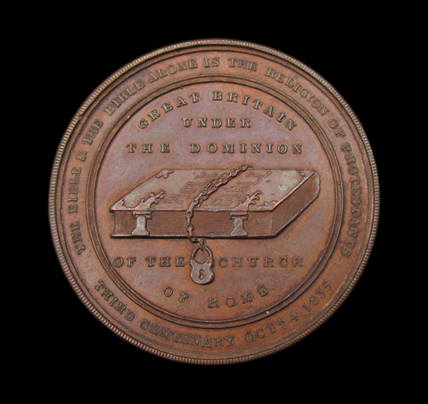 1835 Tercentenary Of The First English Bible 38mm Bronze Medal