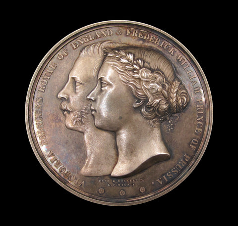 1858 Marriage Of Victoria To Frederick Of Prussia 63mm Cased Silver Medal - By Wyon