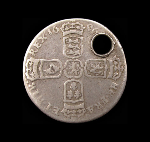 William III 1696 Sixpence - Reverse Brockage