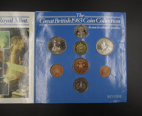 Elizabeth II 1983 8 Coin Brilliant Uncirculated Set - With 'New Pence' Error 2p