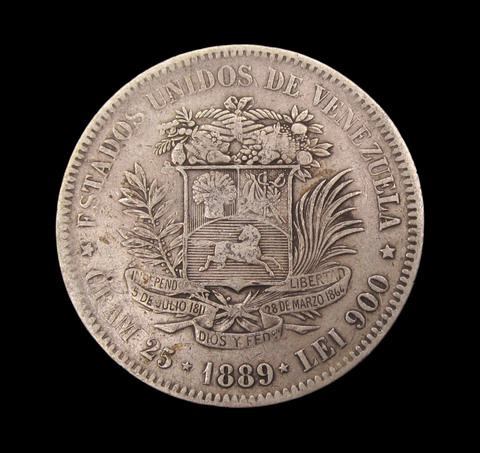 Venezuela 1889 5 Bolivares - VF
