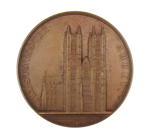 c.1850 Westminster Abbey 61mm Bronze Medal - By Davis