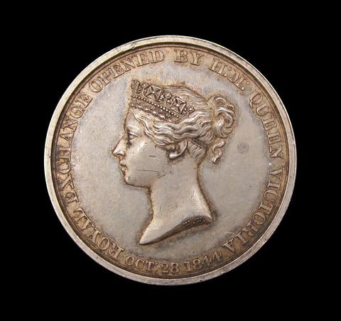 1844 Royal Exchange Opened 28mm Silver Medal - By Wyon