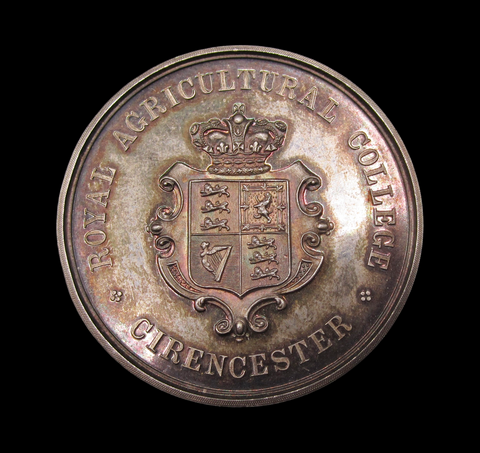 1897 Royal Agricultural Society Cirencester 42mm Silver Medal - By Wyon