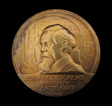 1970 Charles Dickens Centenary 64mm Gilt Silver Medal - By Vincze