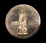 1970 Pilgrims Sailing of The Mayflower From Plymouth 50mm Silver Medal Pair