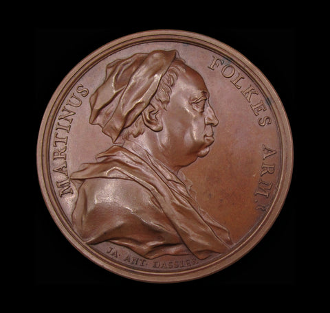 1740 Martin Folkes 54mm Bronze Medal - By Dassier