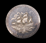 1970 Pilgrims Sailing of The Mayflower From Plymouth 50mm Silver Medal Pair