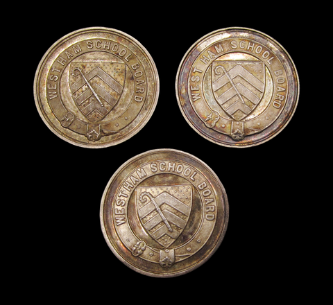 1893-1898 West Ham School Board Set of 3 x 36mm Silver Medals