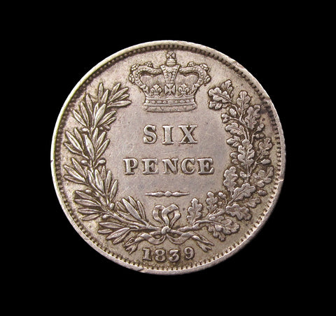 Victoria 1839 Sixpence - VF+