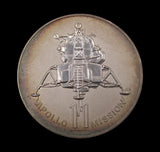 1969 Apollo 11 Man's First Moon Landing 58mm Silver Medal - By Rizello